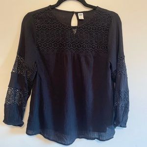 Black Lacey Peasant Blouse